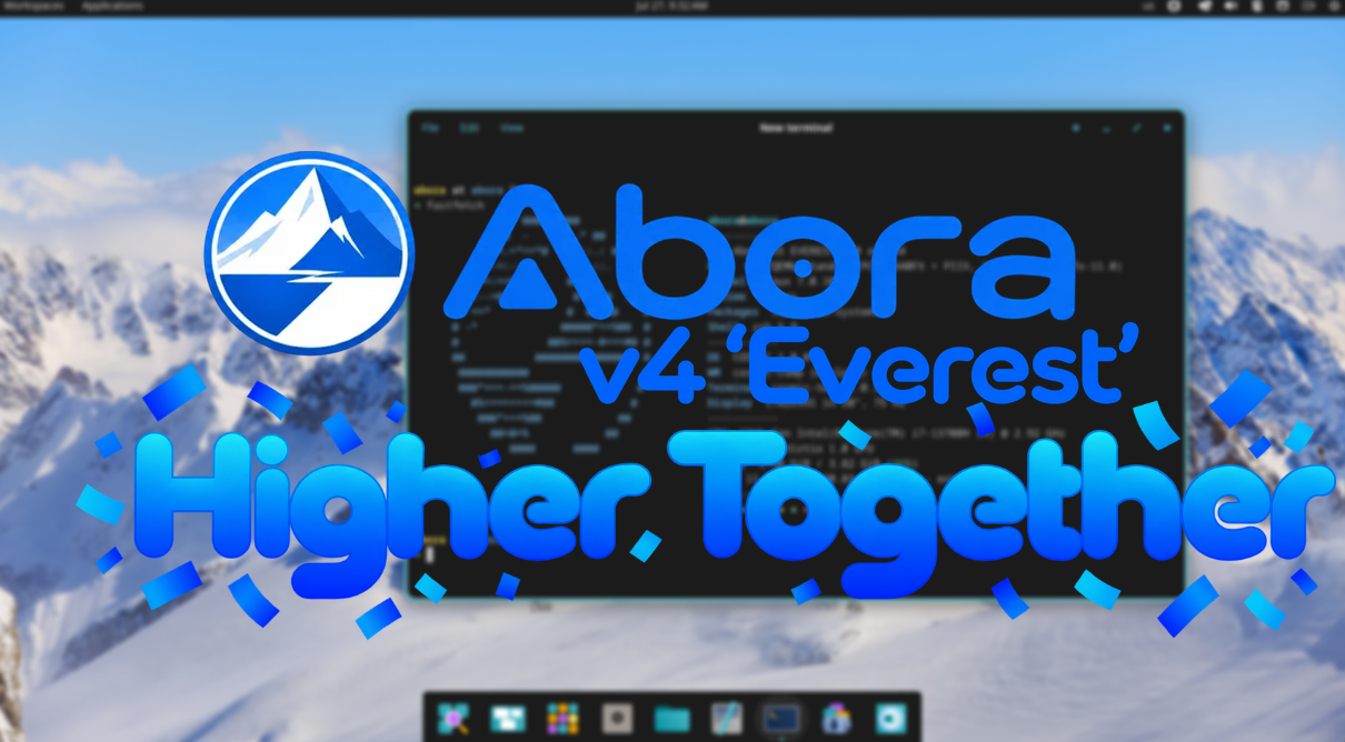 Abora OS v4 Everest — Higher Together celebration artwork