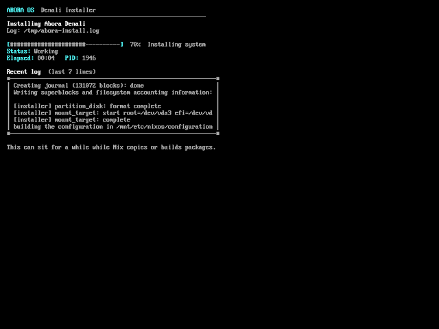 Installation progress